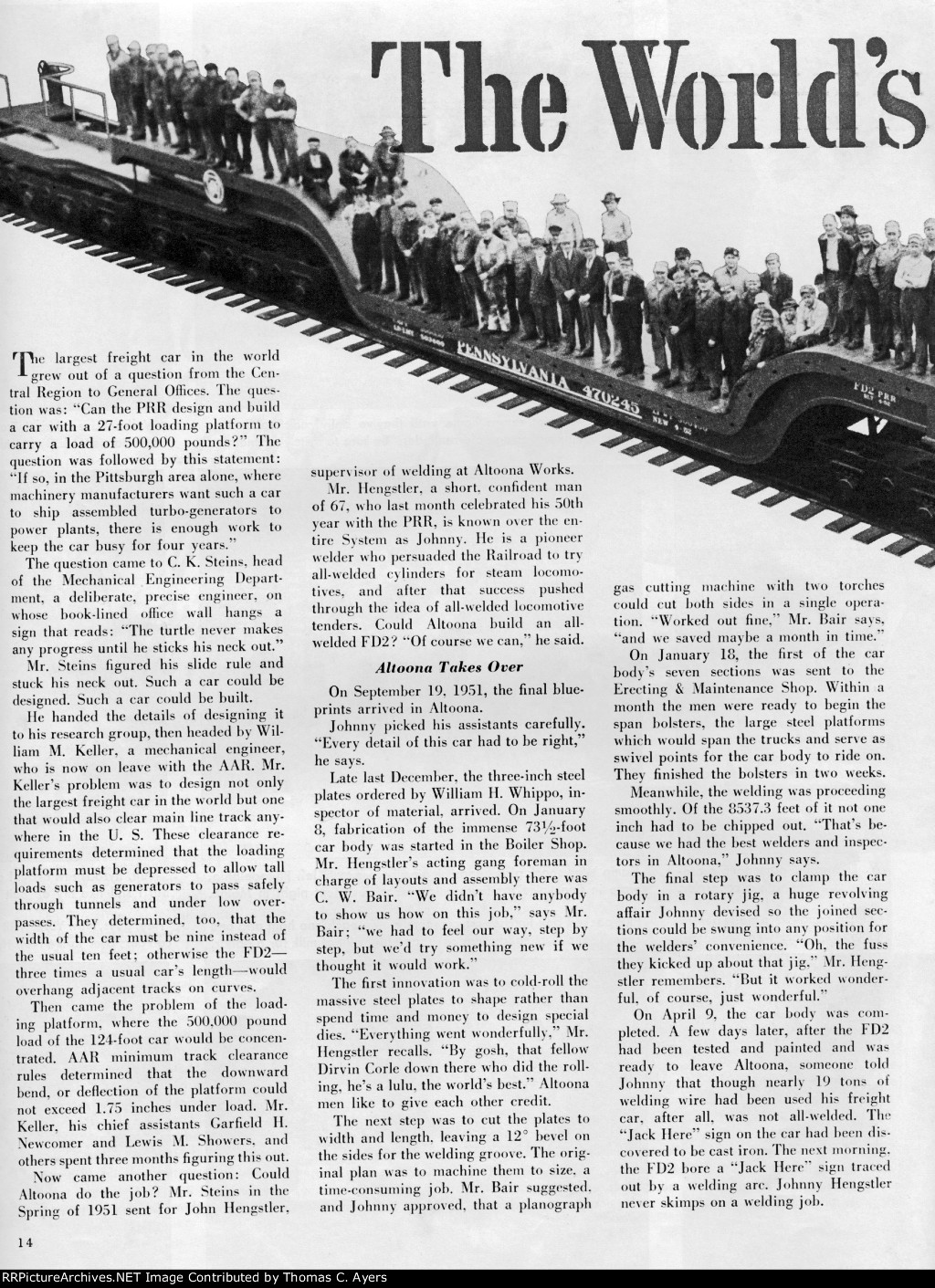 PRR "World's Largest Freight Car," Page 14, 1952